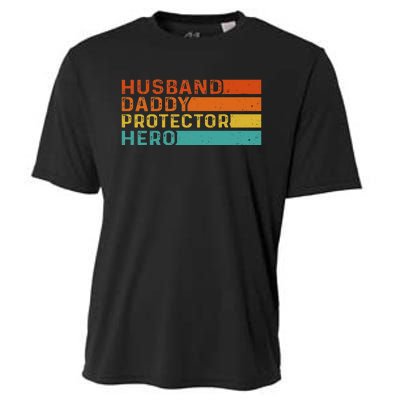 retro husband daddy protector hero fathers day for dad Cooling Performance Crew T-Shirt