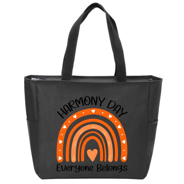 Rainbow Harmony Day Everyone Belongs Zip Tote Bag