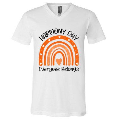 Rainbow Harmony Day Everyone Belongs V-Neck T-Shirt