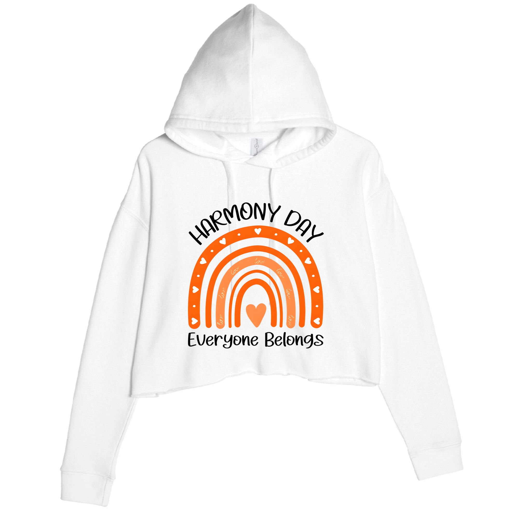 Rainbow Harmony Day Everyone Belongs Crop Fleece Hoodie