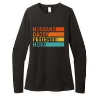 Retro Husband Daddy Protector Hero Fathers Day For Dad Womens CVC Long Sleeve Shirt