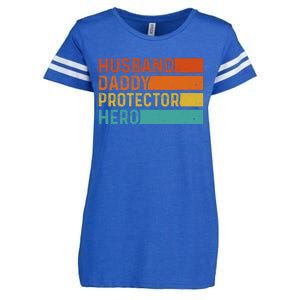 Retro Husband Daddy Protector Hero Fathers Day For Dad Enza Ladies Jersey Football T-Shirt