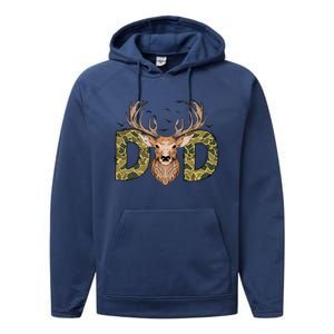 Retro Hunter Dad Deer Hunting Performance Fleece Hoodie