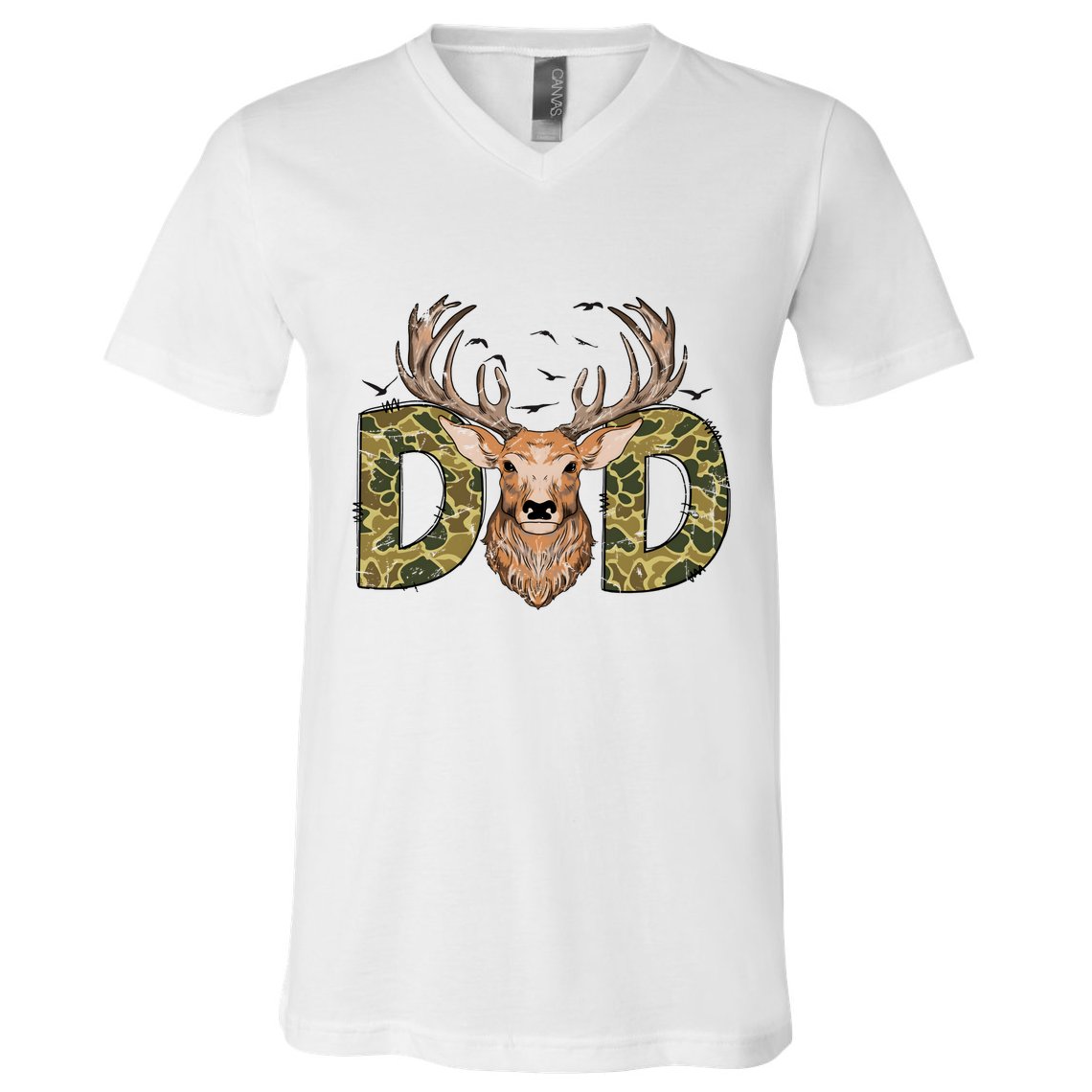 Retro Hunter Dad Deer Hunting V-Neck T-Shirt