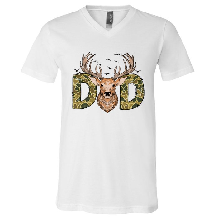 Retro Hunter Dad Deer Hunting V-Neck T-Shirt