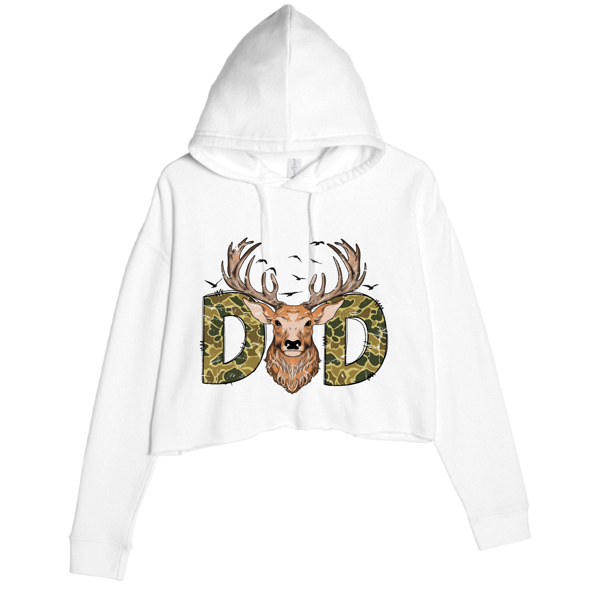 Retro Hunter Dad Deer Hunting Crop Fleece Hoodie