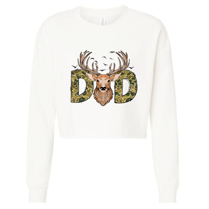 Retro Hunter Dad Deer Hunting Cropped Pullover Crew