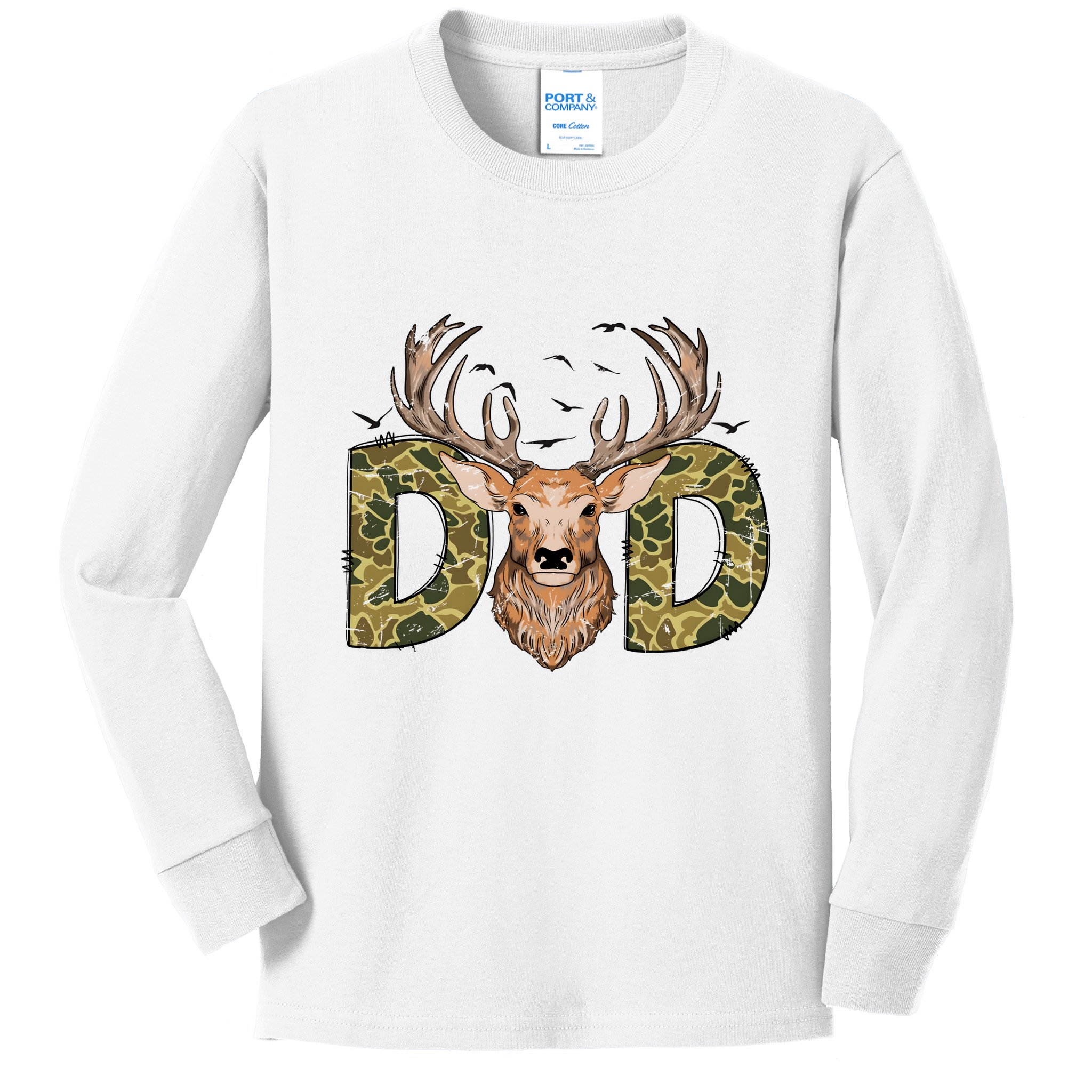 Retro Hunter Dad Deer Hunting Kids Long Sleeve Shirt