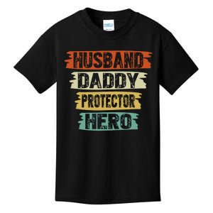 Retro Husband Daddy Protector Hero Fathers Day For Dad Kids T-Shirt