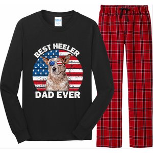 Red Heeler Dad American Flag Australian Cattle Dog Patriotic Long Sleeve Pajama Set