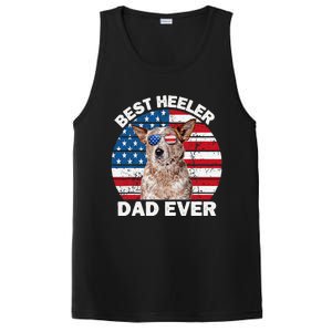 Red Heeler Dad American Flag Australian Cattle Dog Patriotic PosiCharge Competitor Tank