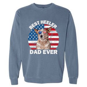 Red Heeler Dad American Flag Australian Cattle Dog Patriotic Garment-Dyed Sweatshirt