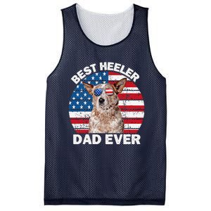 Red Heeler Dad American Flag Australian Cattle Dog Patriotic Mesh Reversible Basketball Jersey Tank