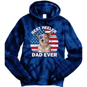 Red Heeler Dad American Flag Australian Cattle Dog Patriotic Tie Dye Hoodie