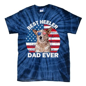 Red Heeler Dad American Flag Australian Cattle Dog Patriotic Tie-Dye T-Shirt