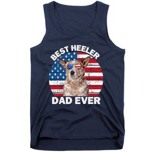 Red Heeler Dad American Flag Australian Cattle Dog Patriotic Tank Top