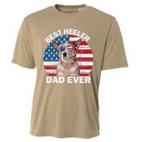 Red Heeler Dad American Flag Australian Cattle Dog Patriotic Cooling Performance Crew T-Shirt