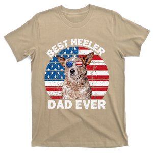 Red Heeler Dad American Flag Australian Cattle Dog Patriotic T-Shirt