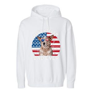 Red Heeler Dad American Flag Australian Cattle Dog Patriotic Garment-Dyed Fleece Hoodie