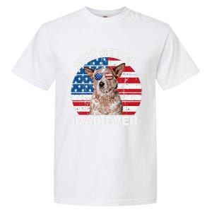 Red Heeler Dad American Flag Australian Cattle Dog Patriotic Garment-Dyed Heavyweight T-Shirt