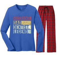 Retro Husband Dad Dentist Legend Funny Gift For Fathers Day Great Gift Women's Long Sleeve Flannel Pajama Set 