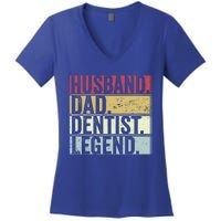 Retro Husband Dad Dentist Legend Funny Gift For Fathers Day Great Gift Women's V-Neck T-Shirt