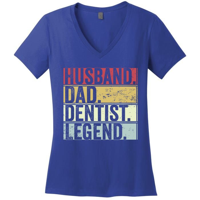 Retro Husband Dad Dentist Legend Funny Gift For Fathers Day Great Gift Women's V-Neck T-Shirt