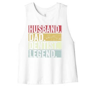 Retro Husband Dad Dentist Legend Funny Gift For Fathers Day Great Gift Women's Racerback Cropped Tank