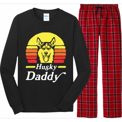 Retro Husky Dad Gift Dog Owner Pet Siberian Huskies Father Long Sleeve Pajama Set