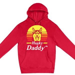 Retro Husky Dad Gift Dog Owner Pet Siberian Huskies Father Premium Pullover Hoodie