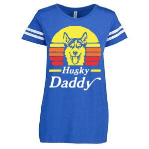 Retro Husky Dad Gift Dog Owner Pet Siberian Huskies Father Enza Ladies Jersey Football T-Shirt