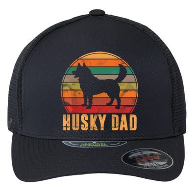 Retro Husky Dad Gift Dog Owner Pet Siberian Huskies Father Flexfit Unipanel Trucker Cap