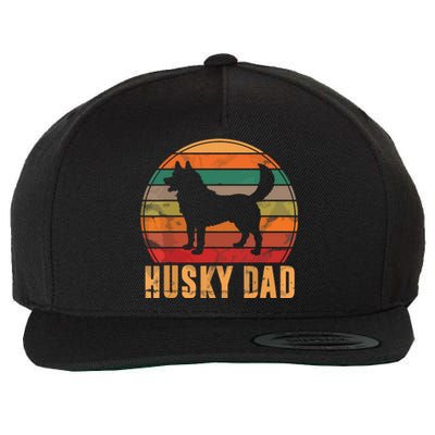 Retro Husky Dad Gift Dog Owner Pet Siberian Huskies Father Wool Snapback Cap