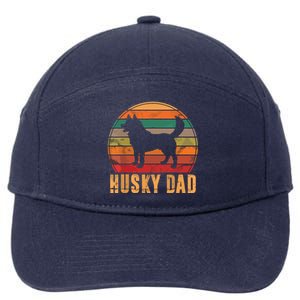 Retro Husky Dad Gift Dog Owner Pet Siberian Huskies Father 7-Panel Snapback Hat