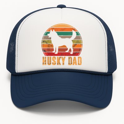 Retro Husky Dad Gift Dog Owner Pet Siberian Huskies Father Trucker Hat