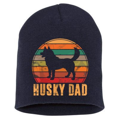 Retro Husky Dad Gift Dog Owner Pet Siberian Huskies Father Short Acrylic Beanie