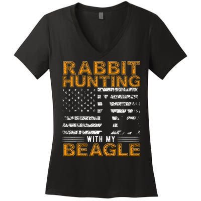 Rabbit Hunting Dog Beagle Hunter Hunting Dog Beagles Women's V-Neck T-Shirt