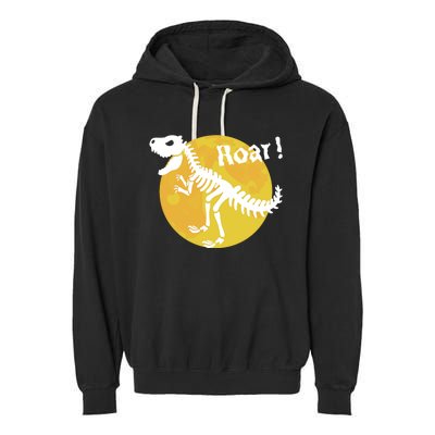 Roar! Halloween Dinosaur Skeleton Full Moon TRex Dino Gift Garment-Dyed Fleece Hoodie