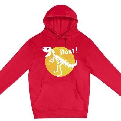 Roar! Halloween Dinosaur Skeleton Full Moon TRex Dino Gift Premium Pullover Hoodie