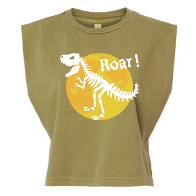 Roar! Halloween Dinosaur Skeleton Full Moon TRex Dino Gift Garment-Dyed Women's Muscle Tee