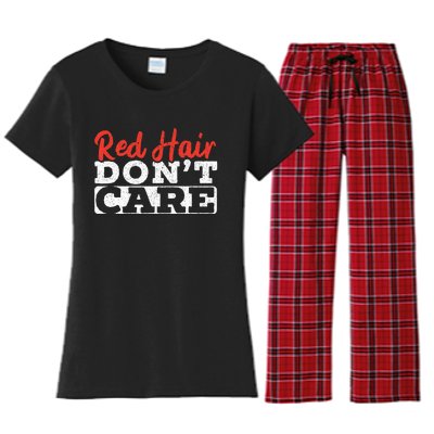 Red Hair Don't Care Funny Ginger Redhead Irish Freckles Women's Flannel Pajama Set