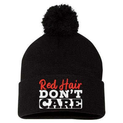 Red Hair Don't Care Funny Ginger Redhead Irish Freckles Pom Pom 12in Knit Beanie