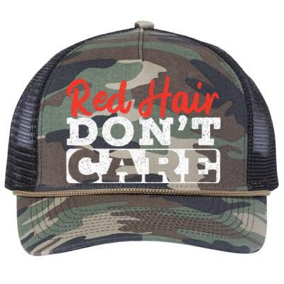 Red Hair Don't Care Funny Ginger Redhead Irish Freckles Retro Rope Trucker Hat Cap