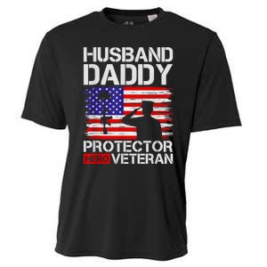 Retro Husband Daddy Protector Hero Veteran Happy Fathers Day Cooling Performance Crew T-Shirt