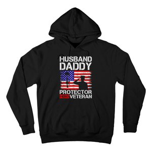 Retro Husband Daddy Protector Hero Veteran Happy Fathers Day Hoodie