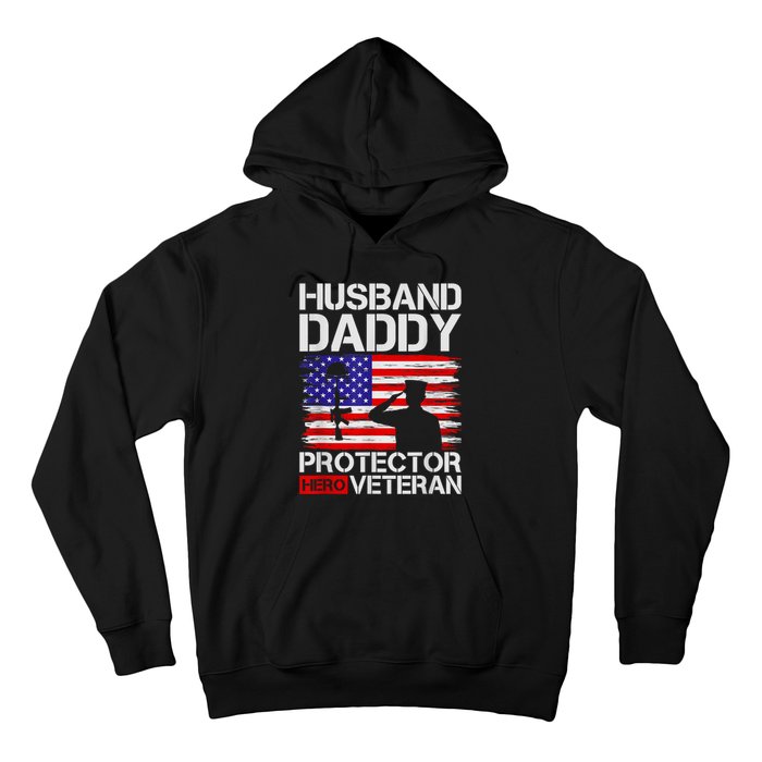 Retro Husband Daddy Protector Hero Veteran Happy Fathers Day Hoodie