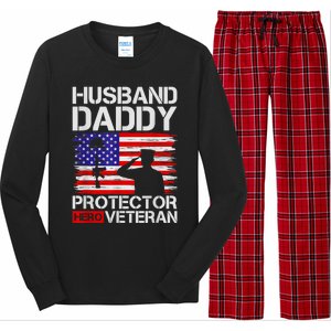 Retro Husband Daddy Protector Hero Veteran Happy Fathers Day Long Sleeve Pajama Set