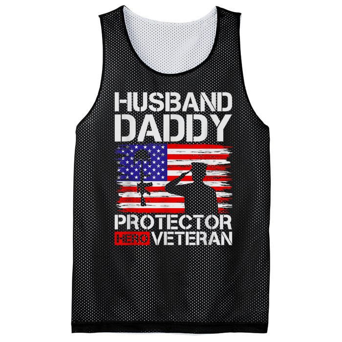 Retro Husband Daddy Protector Hero Veteran Happy Fathers Day Mesh Reversible Basketball Jersey Tank