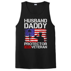 Retro Husband Daddy Protector Hero Veteran Happy Fathers Day PosiCharge Competitor Tank