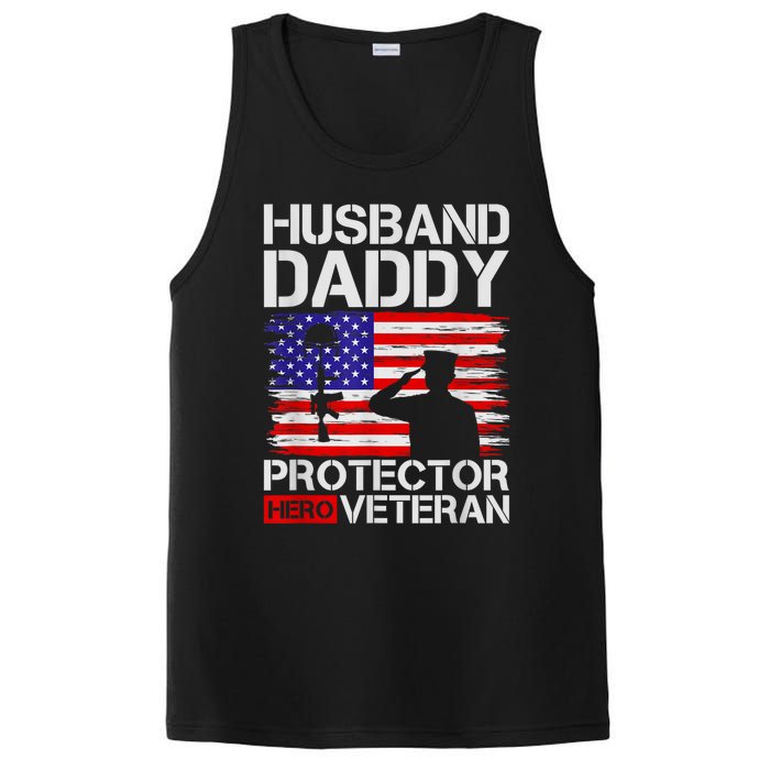 Retro Husband Daddy Protector Hero Veteran Happy Fathers Day PosiCharge Competitor Tank